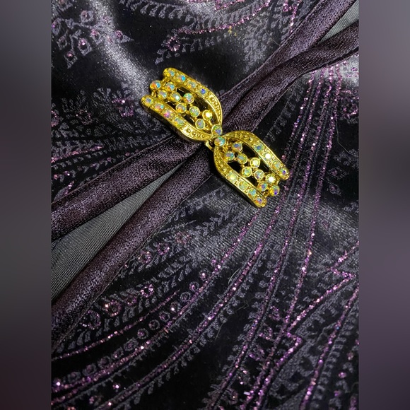 Vintage 80’s 90’s Velvet Dress & Vintage Jacket Set Royal Purple Sparkle Holiday - Picture 7 of 17